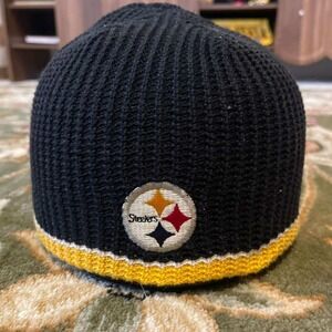 NFL Pittsburgh Steelers Beanie Knit Hat Black Yellow Embroidered Logo Skull Cap